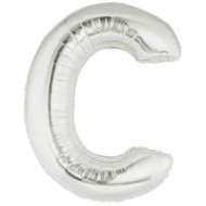 C bogstav sølv folie ballon 40"/90cm (uden helium)